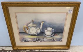 Molene Clark 1995 Watercolor Tea and Cup