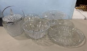 Five Pressed Glass Serving Pieces