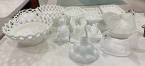 Group Collection of Milk Glass Pieces