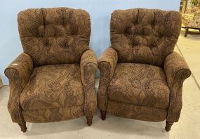 Pair of Upholstered Push Back Recliner Chairs