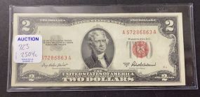 1953 A $2 Red Seal Note VF