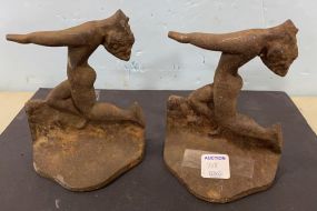 Rustic Art Deco Figural Bookends