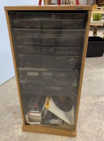 Sony Stereo Cabinet with Sony Receivers and Etc.