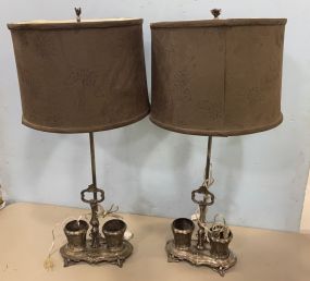 Pair of Silver Plated Cup Lamps