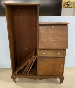 Early 20th Century Oak Side by Side Bookcase Secretary