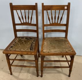 Pair of Vintage Oak Side Chairs