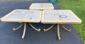 Three Outdoor Patio Pedestal Tables
