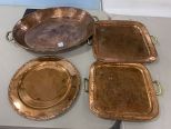 Group of Copper and Brass Serving Trays