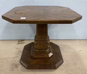 1970's-80's Oak Finish Pedestal Stand