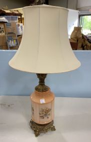 Vintage Glass and Brass Table Lamp