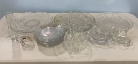 Three Glass Torte Plates and 8 Glass Plates, Dishes