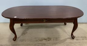 Modern Queen Anne Pressed Wood Oval Coffee Table