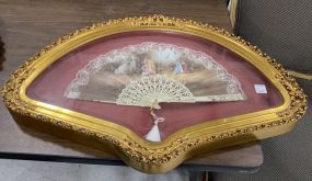 Modern Gold Gilt Shadow Box Fan