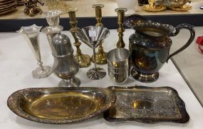 Group of Brass and Silver Plate Pieces