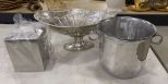 Silver Color Metal Center Piece, Kleenex Cover, and Metal Pot