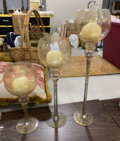 Three Tall Glass Candle Holders