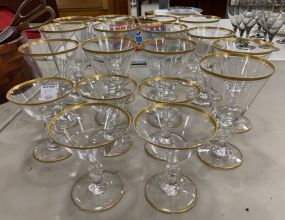 18 Gold Rimmed Crystal Stemware