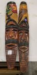Two Tribal Wood Carved Wall Hanging Decor