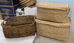 Four Decorative Woven Baskets and Hampers