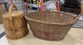 Large Woven Carrying Basket and Handled Basket Hamper