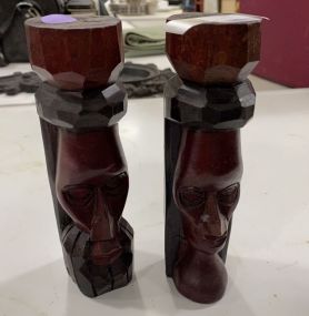 Wood Carved Tribal Man and Woman