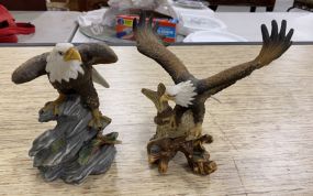 Two Bisque Porcelain Eagle Figurines