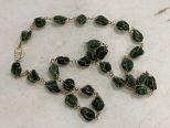 Vintage Presumed To Jade & Gold Wire Necklace