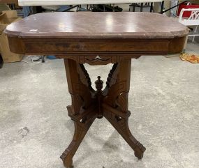 Antique Victorian Marble Top Lamp Table