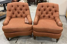 Pair of Red Sherrill Upholstered Arm Chairs