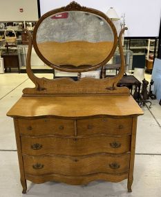 Victorian Style Oak Bowfront Dresser