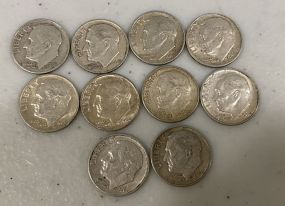 Ten Pre 1964 Silver Dimes