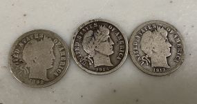 1892, 1913, 1914 Mercury Dimes