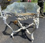 White Iron Glass Top Patio Table