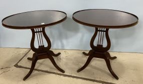 Pair of Lyre Mahogany Side Tables
