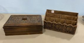 Vintage Wood Letter box and Wood Storage Box
