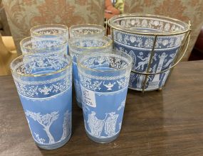 Decorative Grecian Style Cups and Ice Bucket