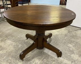 Antique Oak Round Pedestal Table