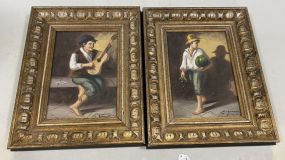 Two Signed European Boy Paintings