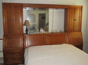 Large Oak Finish Combo Bookcase Bed