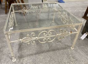 White Painted Iron Square Coffee Table