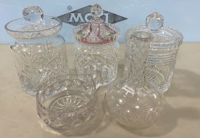 Crystal Glass Cookie Jars, Glass Bowl and Flower Vase