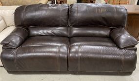 Brown Leather Three Cushion Sofa