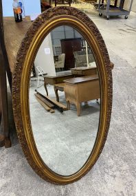 JA Olson Ornate Gold Gilt Oval Mirror