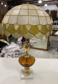 Mid Century Amber Glass Vase Lamp