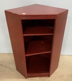 Hand Crafted Red Painted Corner Cabinet