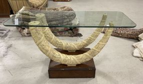 Resin Elephant Tusk Glass Top Table