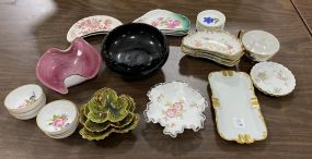 Collection of Porcelain Luncheon Dishes, Plates, Cup, and Glass