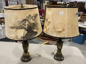 Pair of Silver Plated Oriental Lamps
