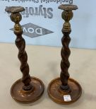 Pair of Antique Barley Twist Candle Sticks