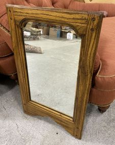 1970's Oak Finish Wall Mirror